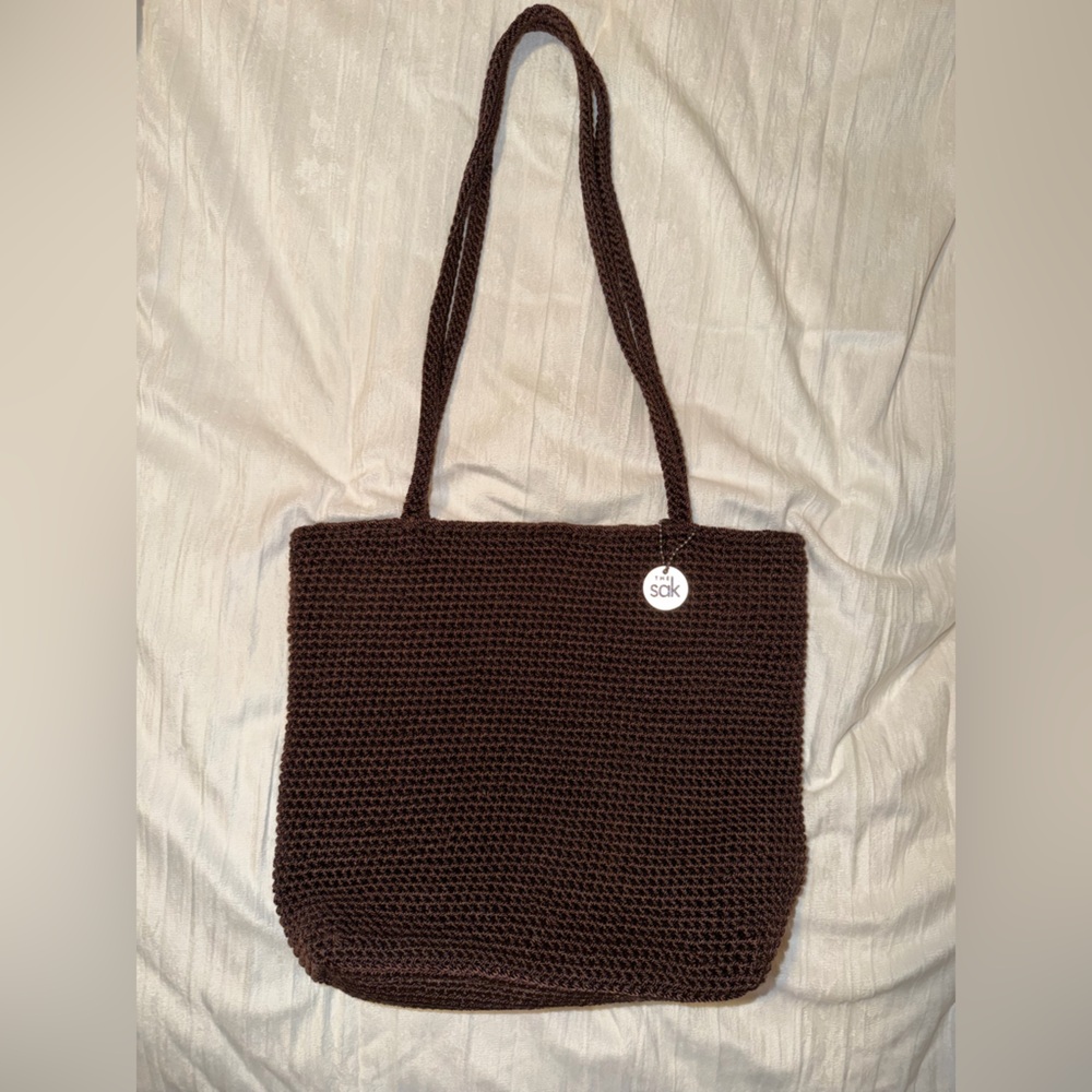 Brown Knit Tote Bag